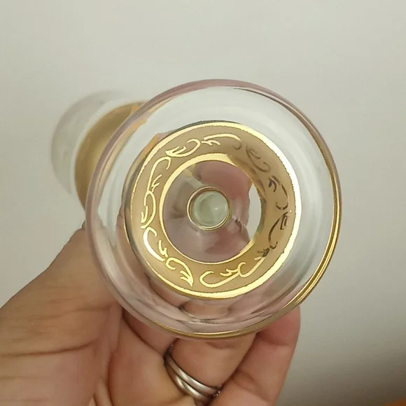 Vintage bohemian hand painted enamel floral champagne flutes set of 6 - Picture 5 of 6